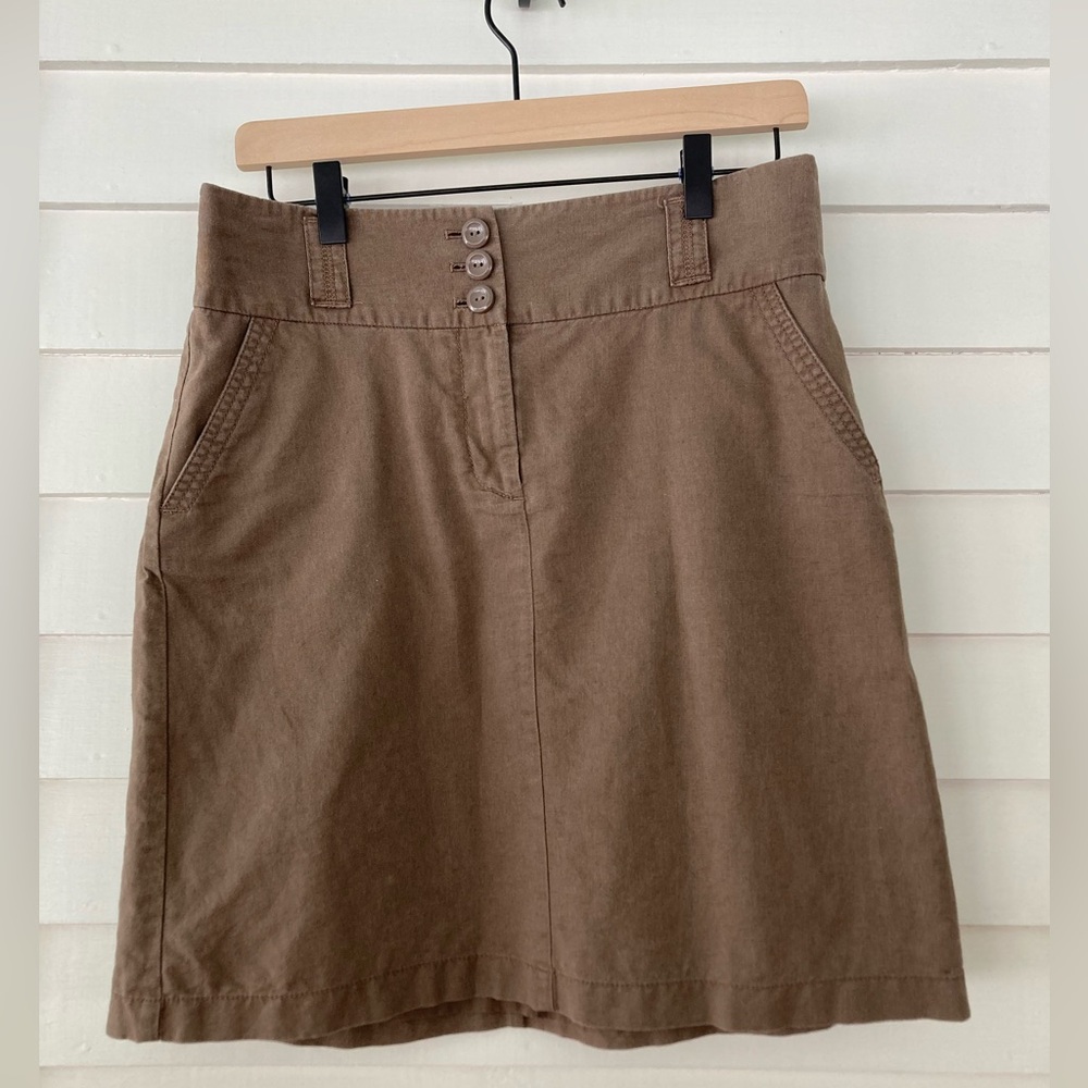Ann Taylor Factory | Brown Linen-Blend A-Line Skirt | Size 4